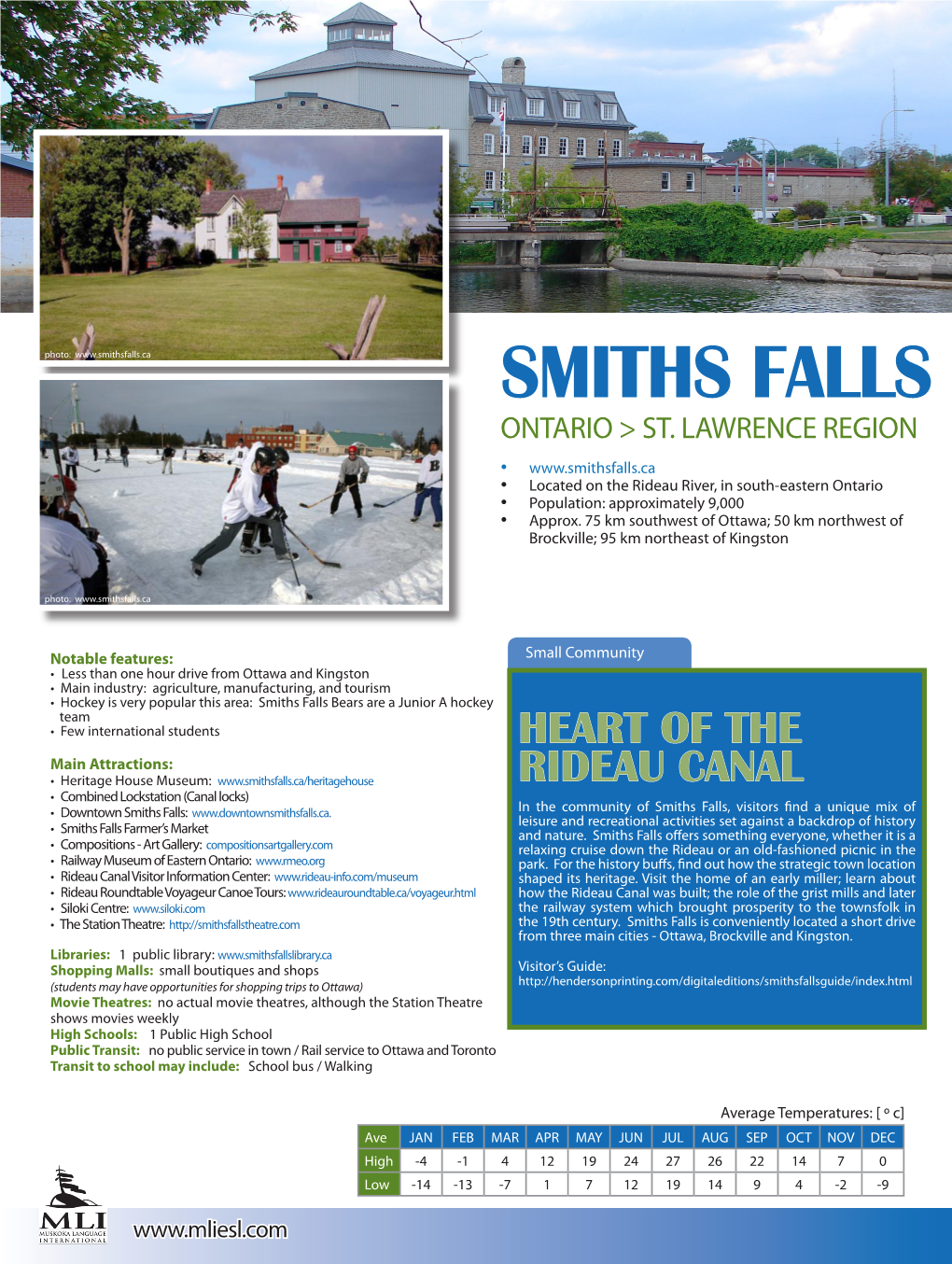 Visit and Study in Smiths Falls, Ontario