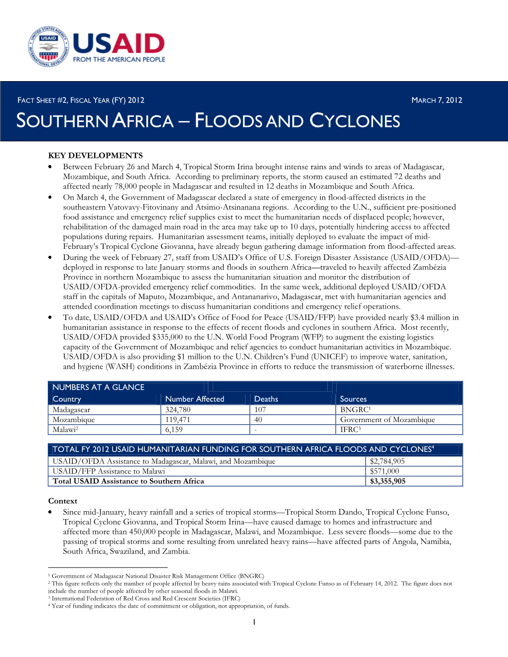 Floods and Cyclones