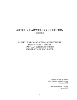 Arthur Farwell Collection Sc1995.2