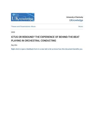 Ictus Or Rebound? the Experience of Behind-The-Beat Playing in Orchestral Conducting