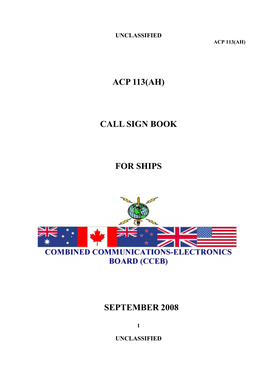 Acp 113(Ah) Call Sign Book for Ships September 2008