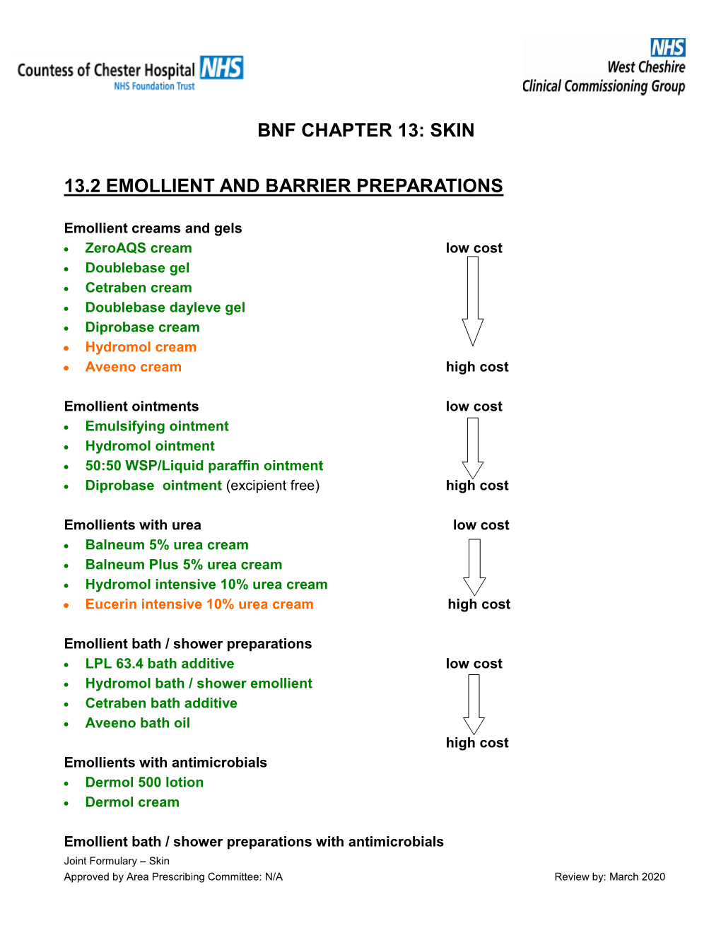 Skin 13.2 Emollient and Barrier Preparations