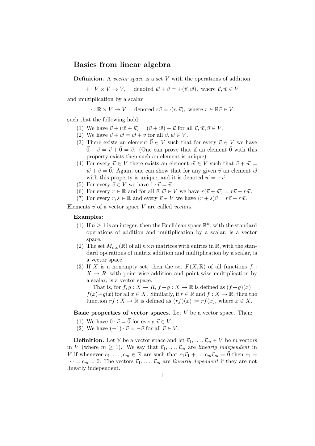 Basics from Linear Algebra