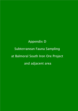 A1677 R1340 PER Appendix D Subterranean Fauna Sampling At
