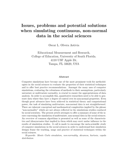 Issues, Problems and Potential Solutions When Simulating Continuous, Non-Normal Data in the Social Sciences