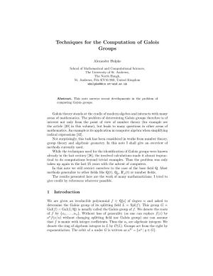Techniques for the Computation of Galois Groups