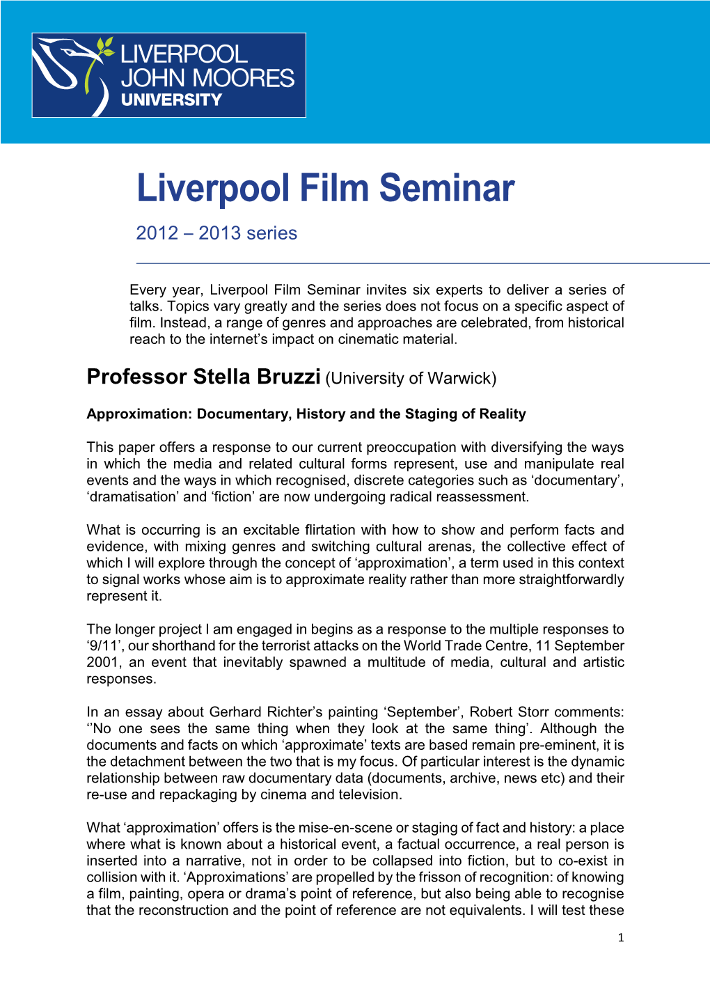 Liverpool Film Seminar 2012 – 2013 Series