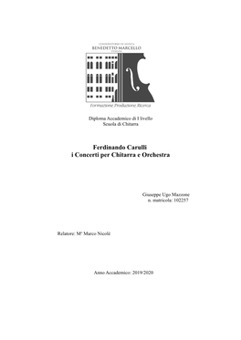 Ferdinando Carulli I Concerti Per Chitarra E Orchestra