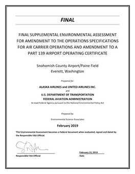 Final Supplemental Environmental Assessment