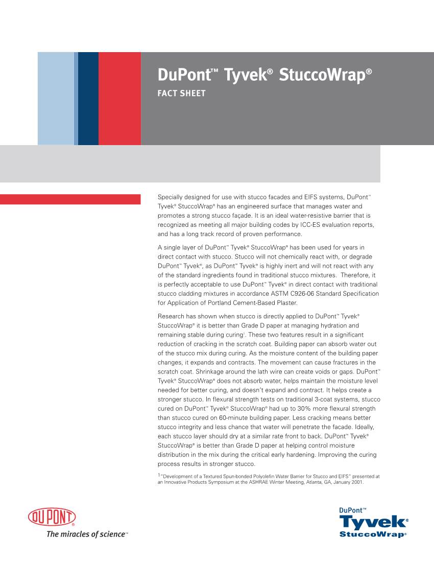 Dupont™ Tyvek® Stuccowrap® Fact Sheet