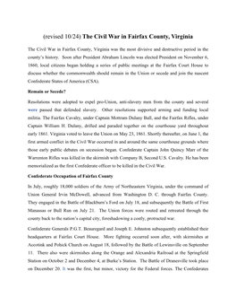 The Civil War in Fairfax County (Revised 10/24)