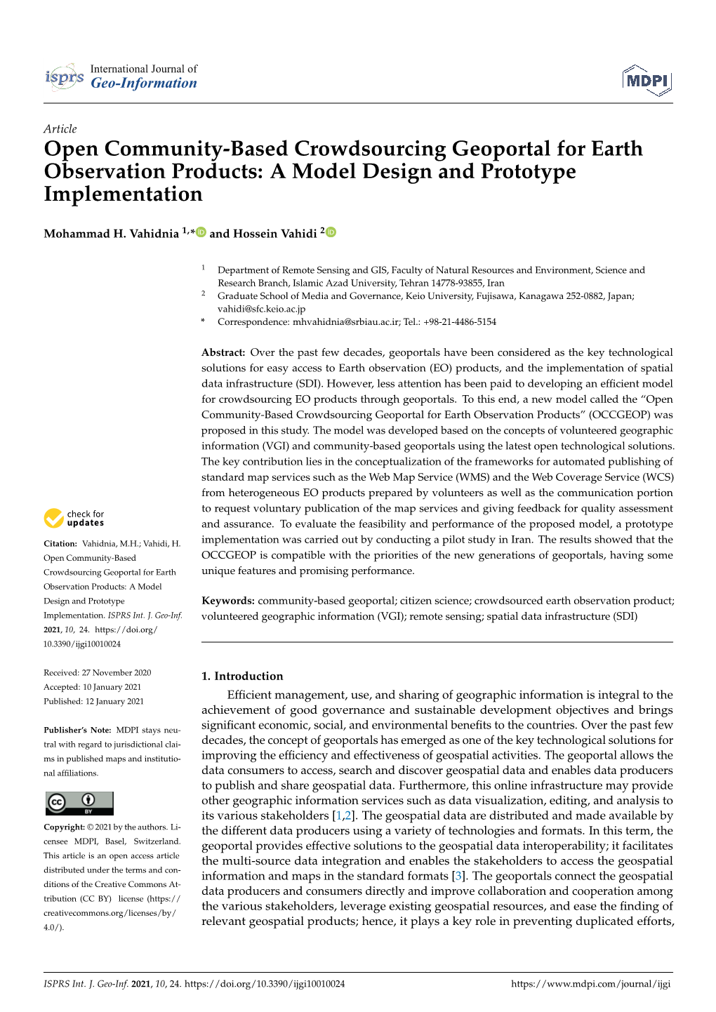 Open Community-Based Crowdsourcing Geoportal for Earth Observation Products: a Model Design and Prototype Implementation