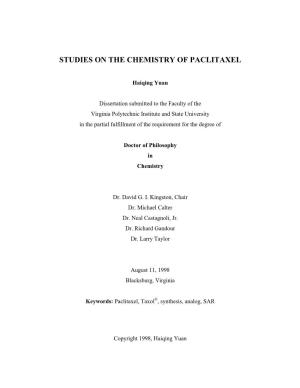 Studies on the Chemistry of Paclitaxel