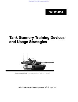 TANK GUNNERY TRAINING DEVICES and USAGE STRATEGIES Table of Contents