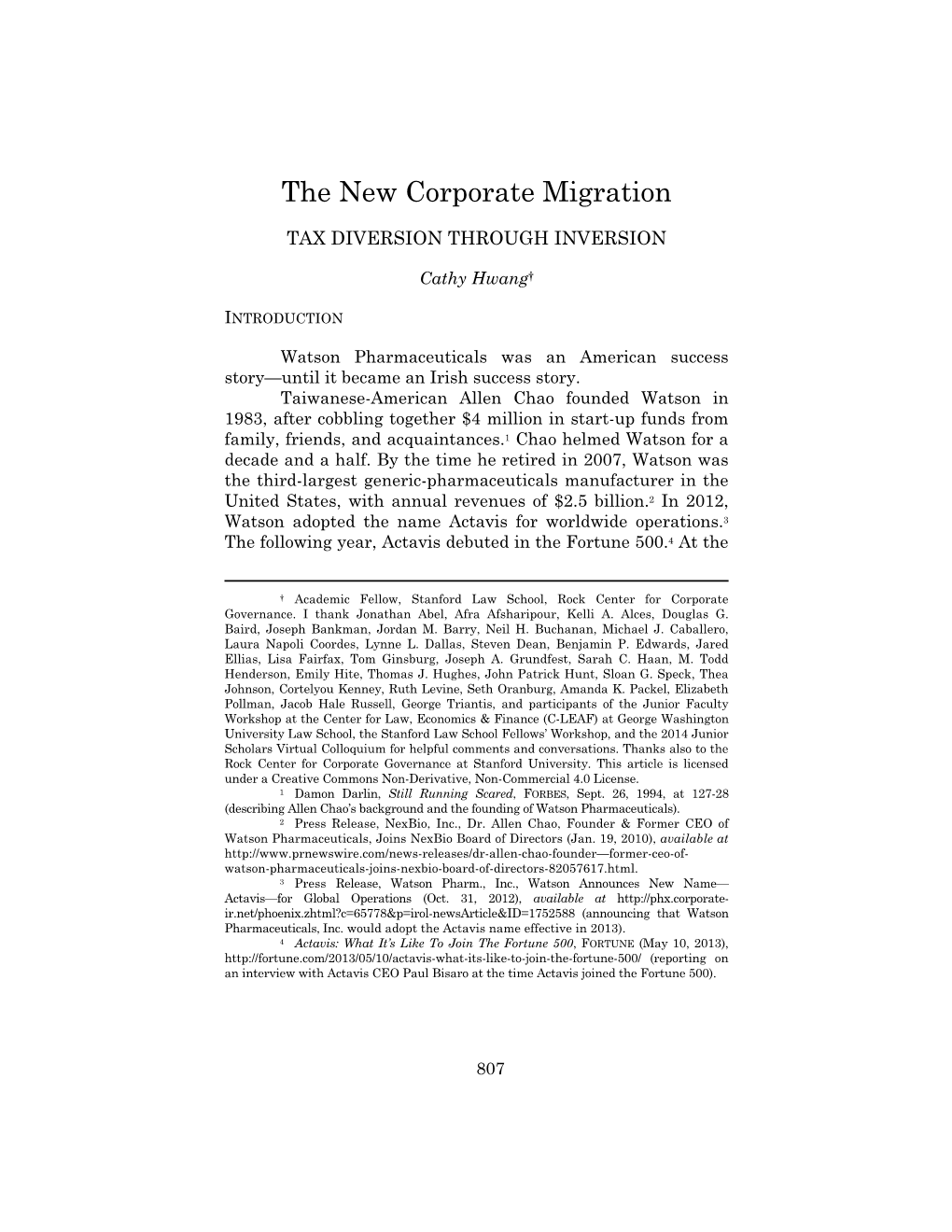 The New Corporate Migration