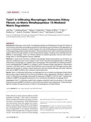 Twist1 in Infiltrating Macrophages Attenuates Kidney Fibrosis Via