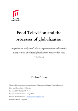 Food Television and the Processes of Globalization