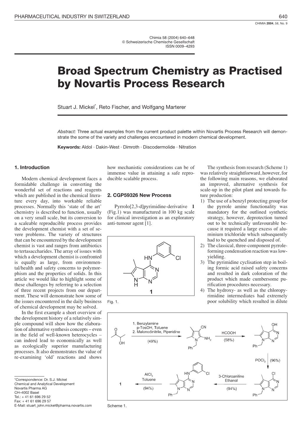 Broad Spectrum Chemistry As Practised by Novartis Process Research