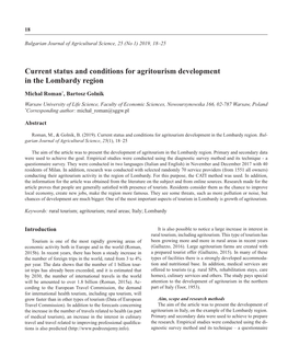Current Status and Conditions for Agritourism Development in the Lombardy Region