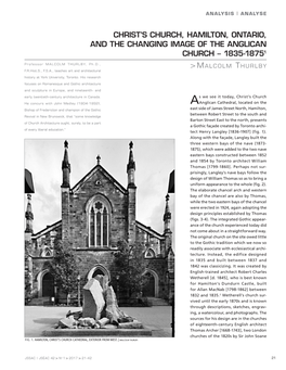 Christ's Church, Hamilton, Ontario, and the Changing Image of the Anglican Church – 1835-18751