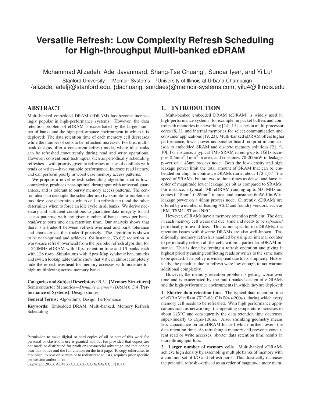 Versatile Refresh: Low Complexity Refresh Scheduling for High-Throughput Multi-Banked Edram