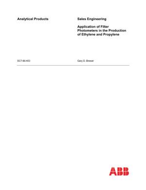 Application of Filter Photometers in the Production of Ethylene and Propylene