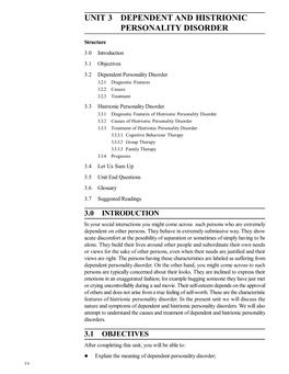 Unit 3 Dependent and Histrionic Personality Disorder