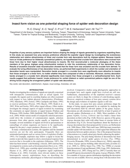 Insect Form Vision As One Potential Shaping Force of Spider Web Decoration Design