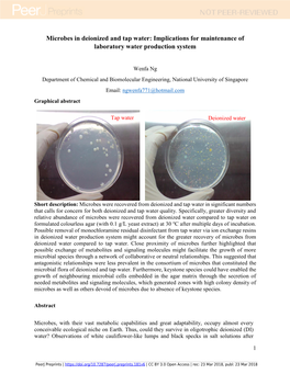 Microbes in Deionized and Tap Water: Implications for Maintenance of Laboratory Water Production System