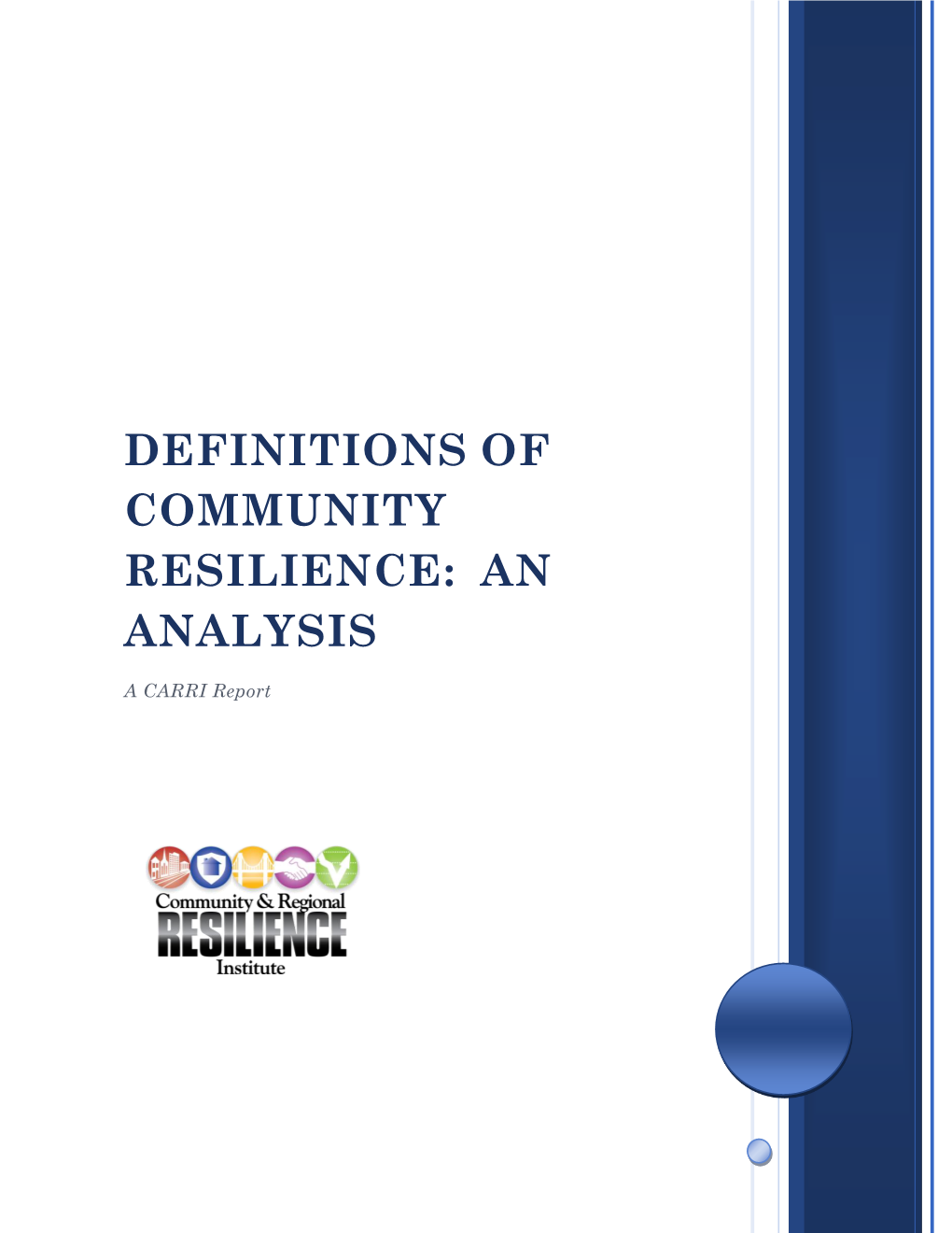 Definitions of Community Resilience: an Analysis