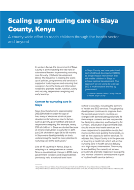 Scaling up Nurturing Care in Siaya County, Kenya