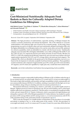 Cost-Minimized Nutritionally Adequate Food Baskets As Basis for Culturally Adapted Dietary Guidelines for Ethiopians