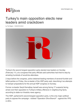 Turkey's Main Opposition Elects New Leaders Amid Crackdown by the Region - 12/02/2018 08:42