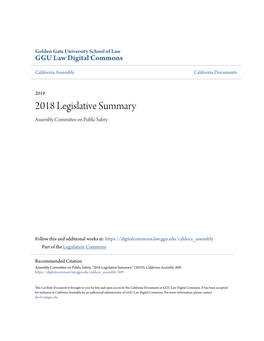 2018 Legislative Summary Assembly Committee on Public Safety