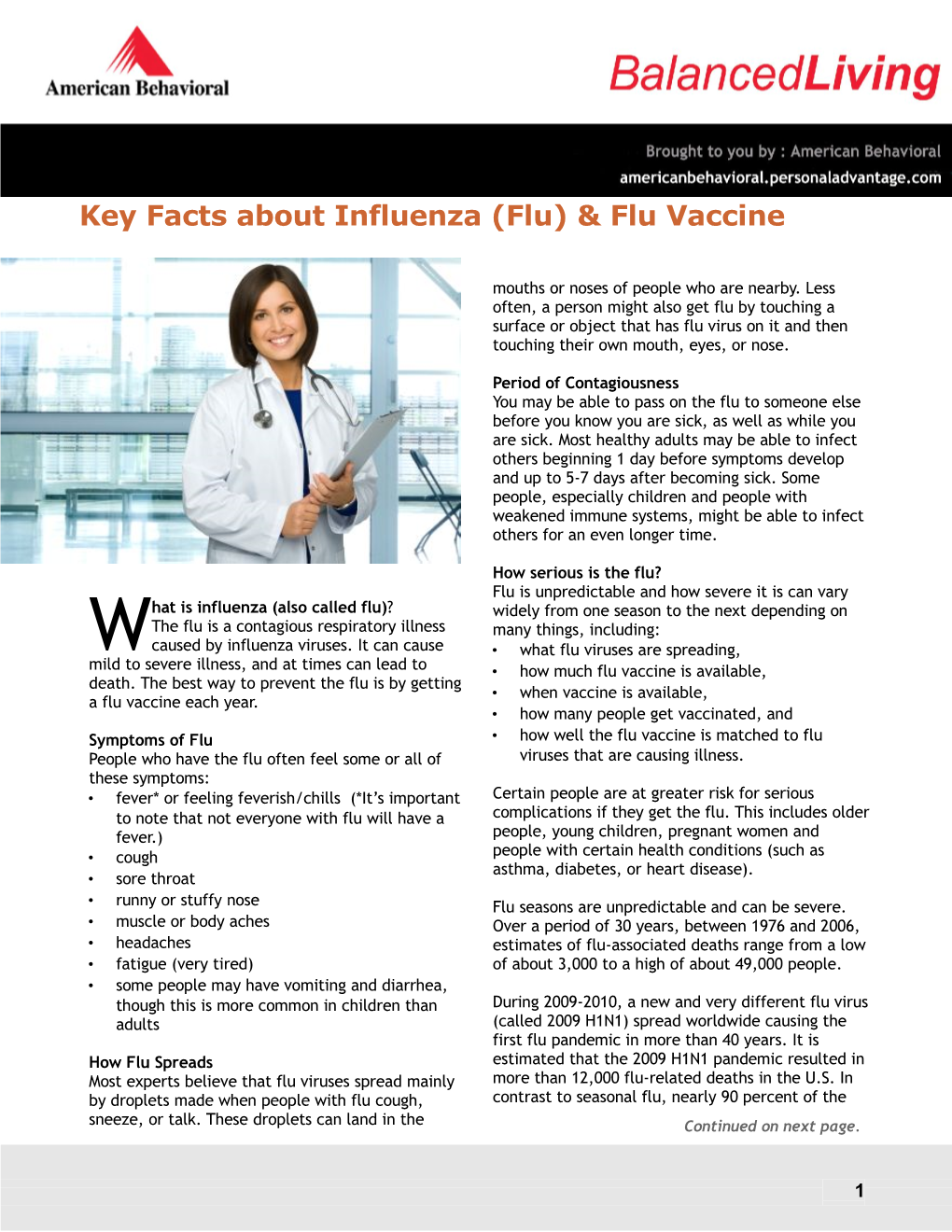 Key Facts About Influenza (Flu) & Flu Vaccine