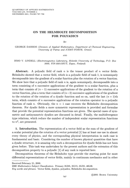 On the Helmholtz Decomposition for Polyadics