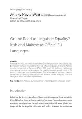 Irish and Maltese As Official EU Languages