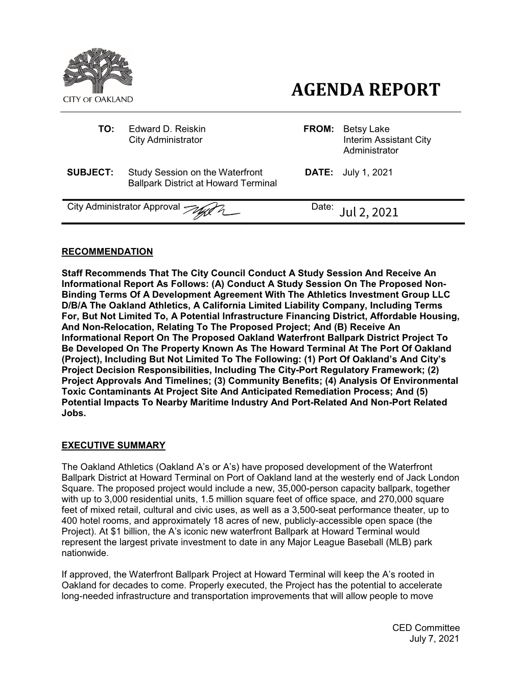 City Council Agenda Reports