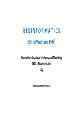 Slides Bioinformatique0910 Chapter1 Final