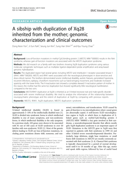 A Sibship with Duplication of Xq28 Inherited from the Mother; Genomic Characterization and Clinical Outcomes