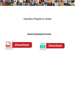 Hamilton Playlist in Order