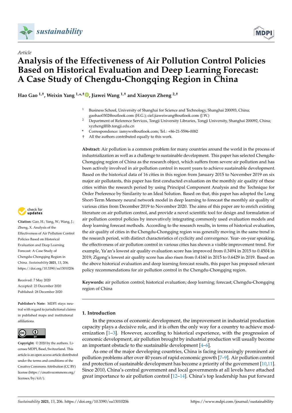 Analysis of the Effectiveness of Air Pollution Control Policies