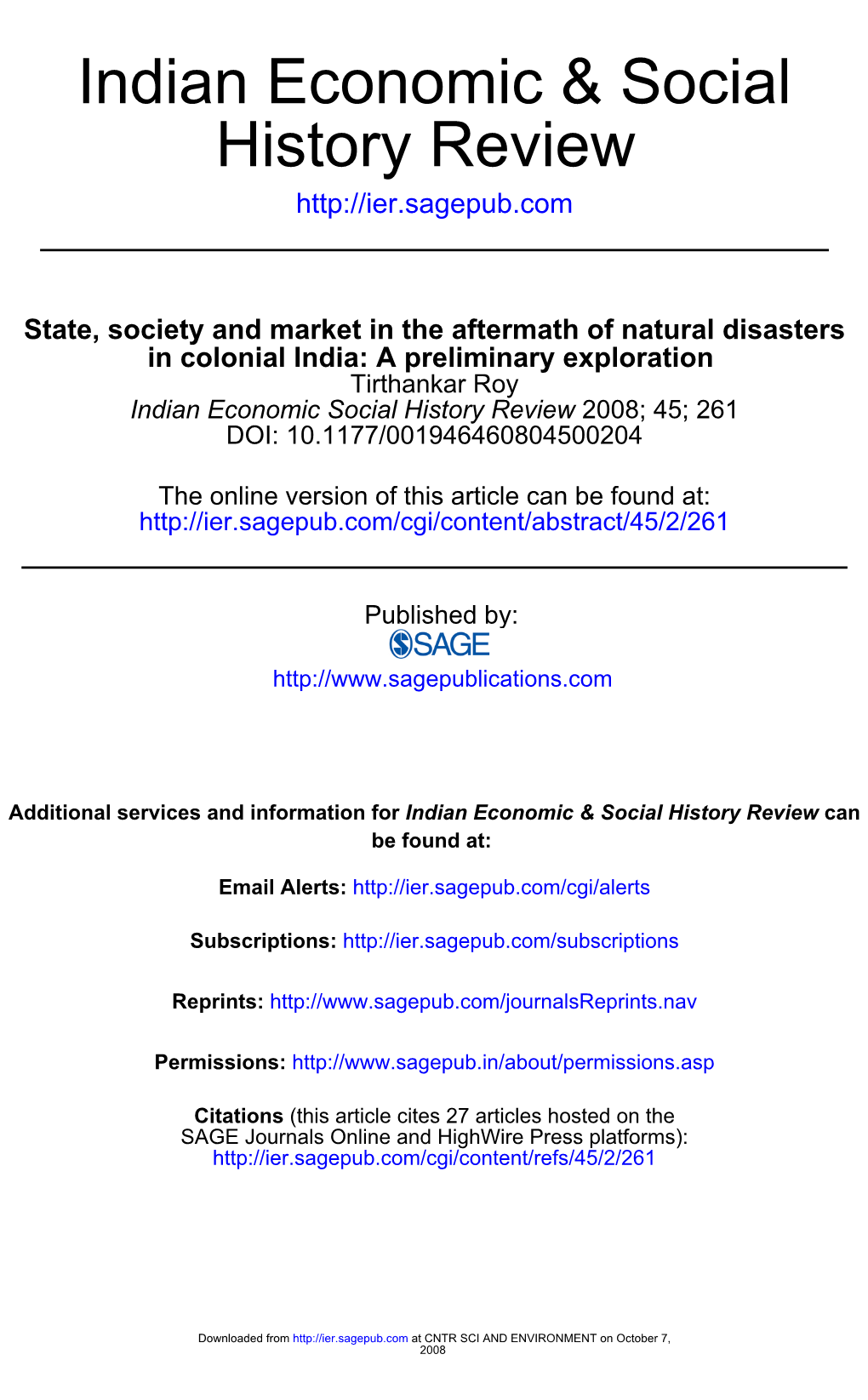 History Review Indian Economic & Social