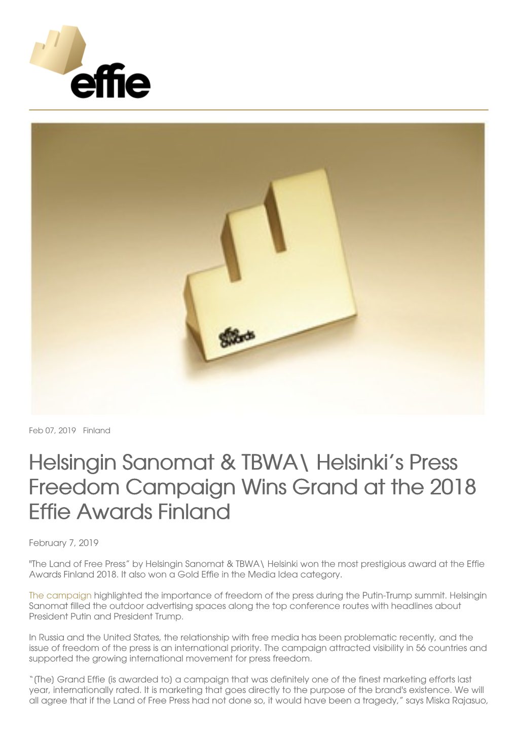 ​Helsingin Sanomat & TBWA\ Helsinki's Press Freedom