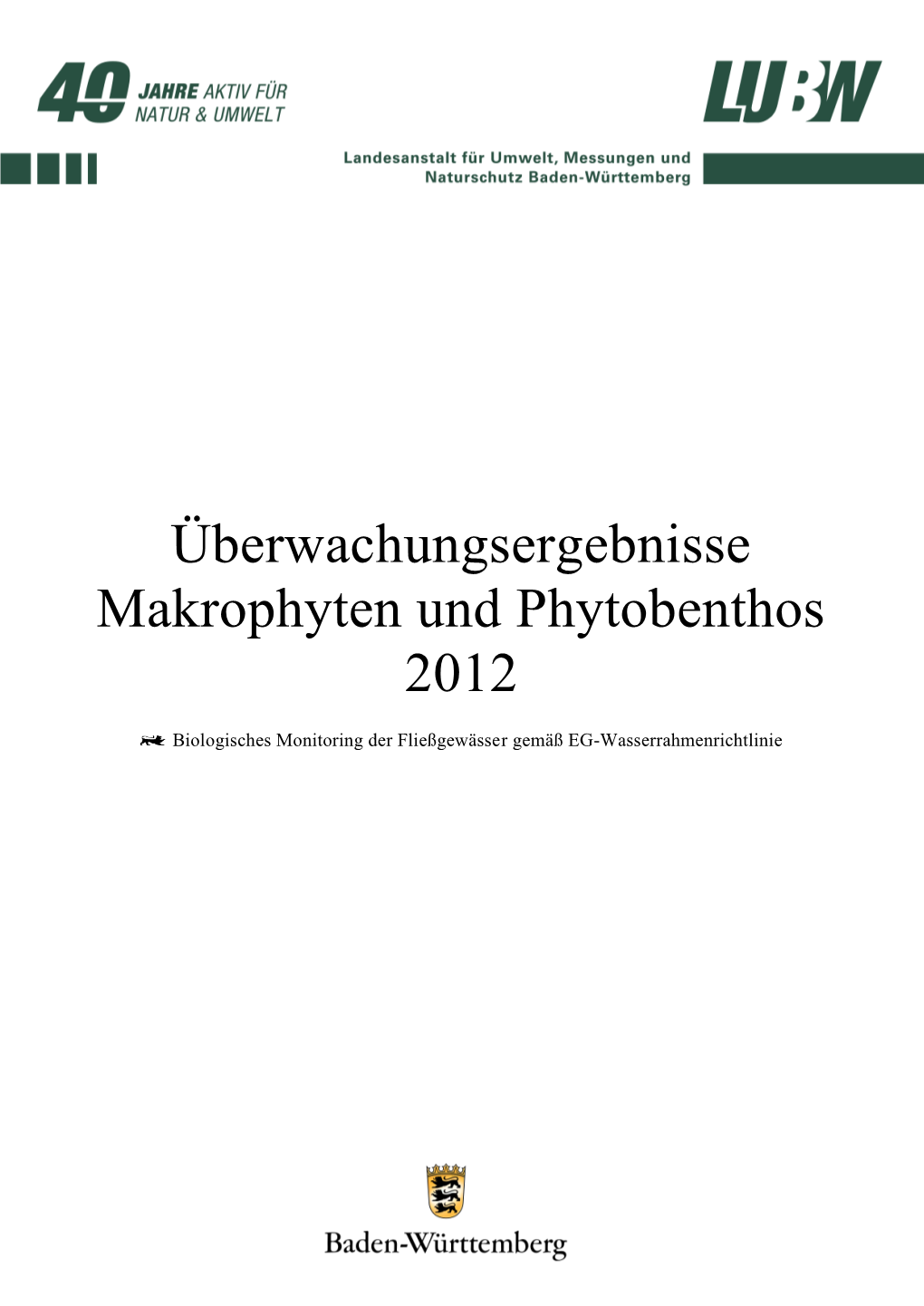 Bericht Überwachungsergebnisse Makrophyten Und Phytobenthos 2012