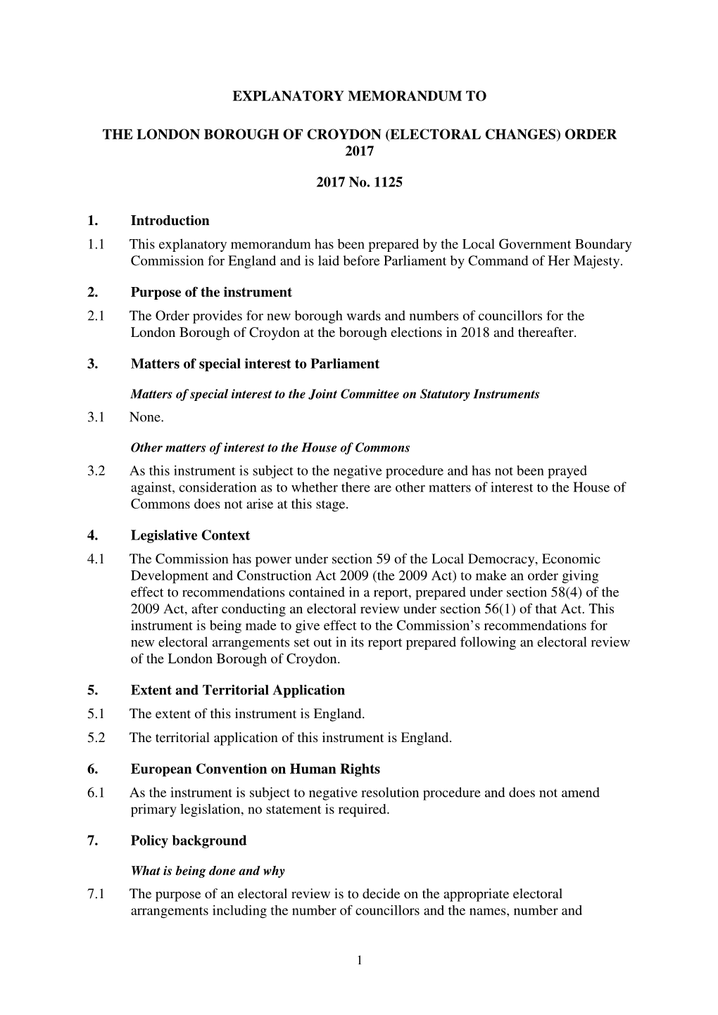 The London Borough of Croydon (Electoral Changes) Order 2017