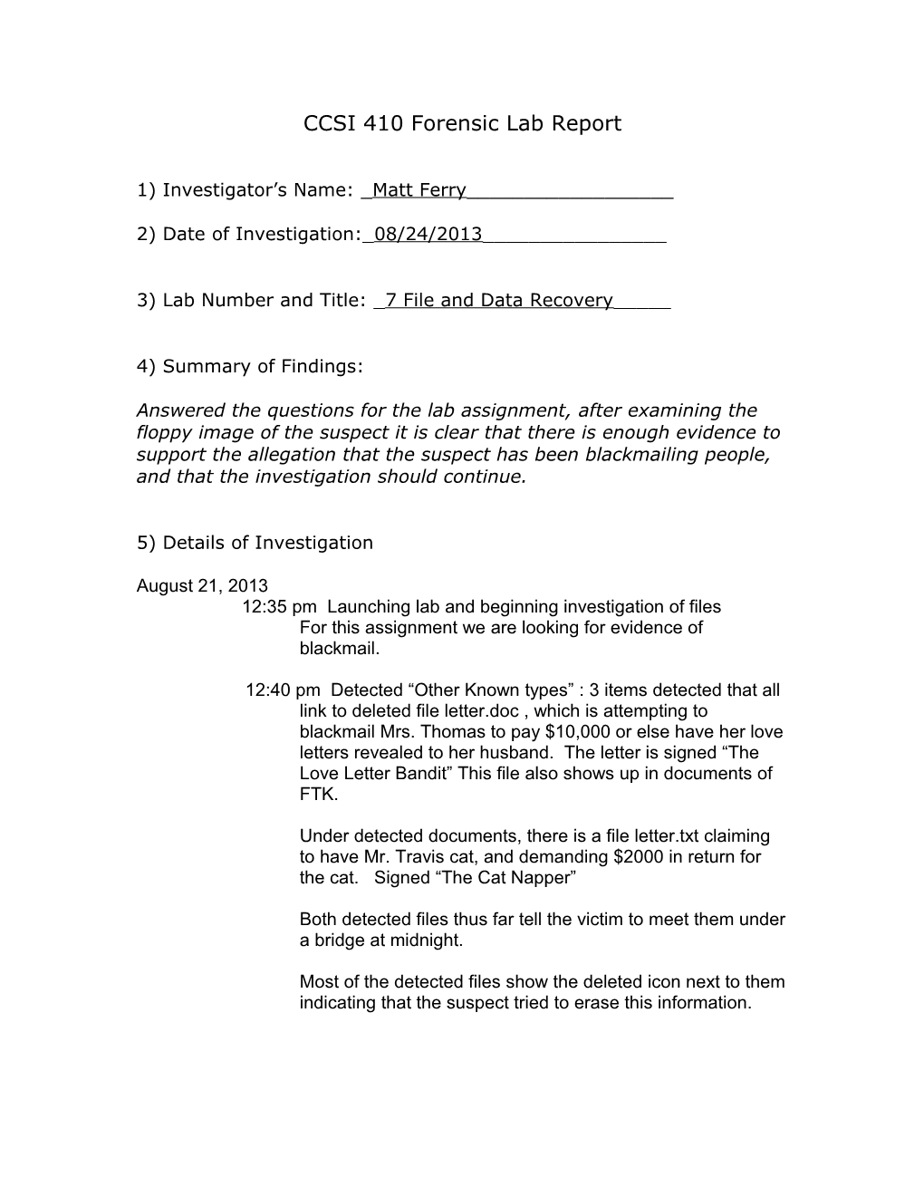 CCSI 410 Forensic Lab Report