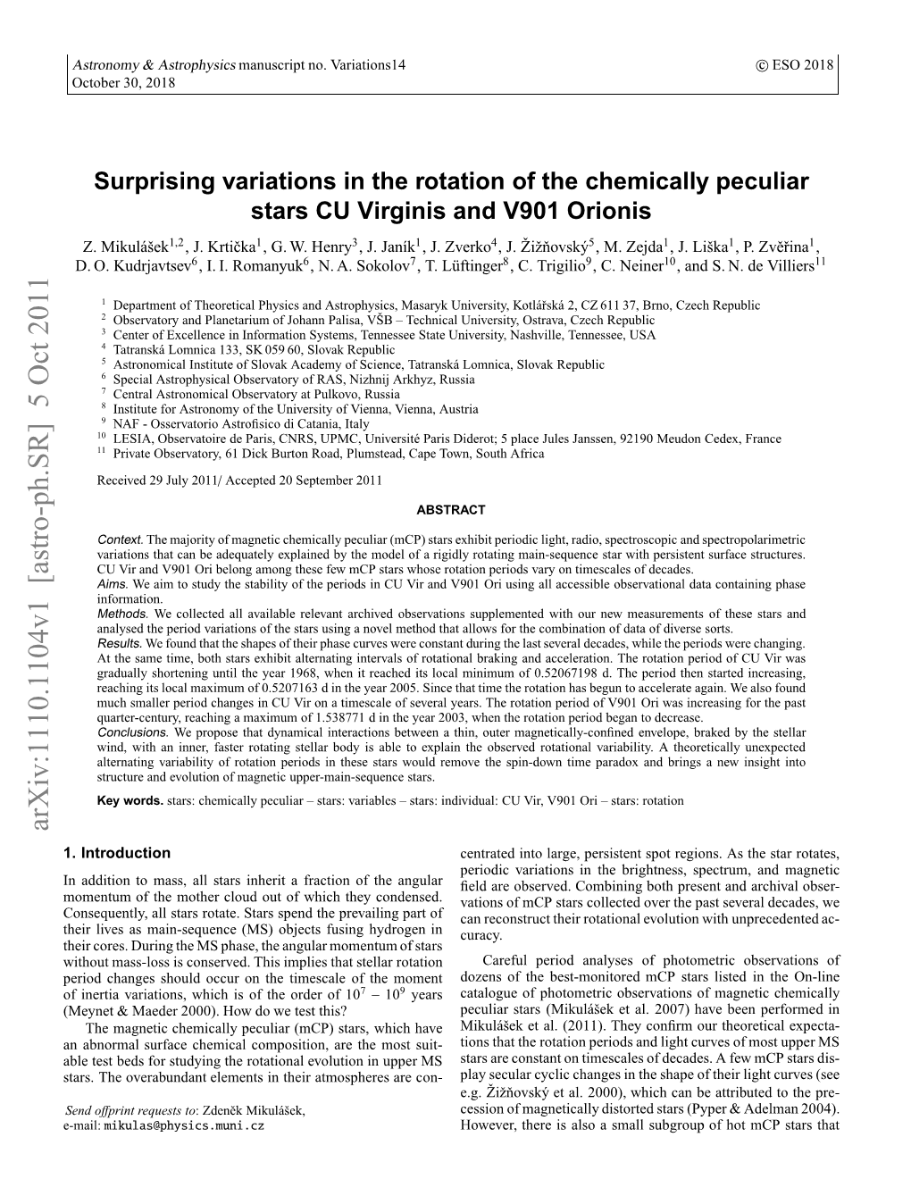 Surprising Variations in the Rotation of the Chemically Peculiar Stars CU