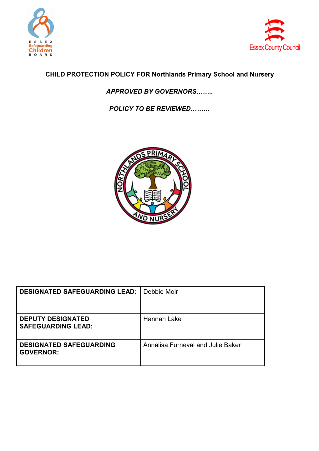 CHILD PROTECTION POLICY for Northlands Primary School and Nursery