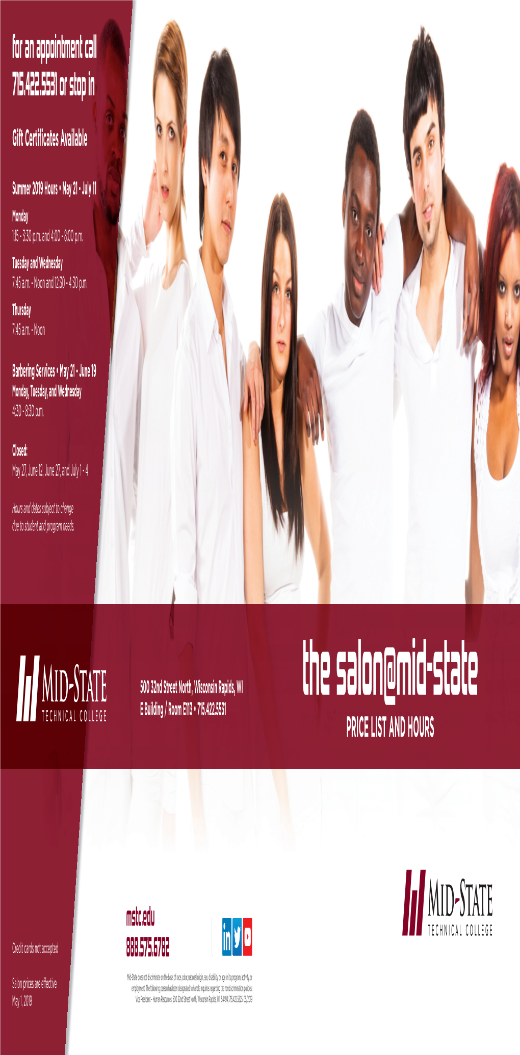 The Salon @ Mid-State Price List